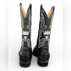 Laredo Western Cowboy Boots Mens Size 9.5 Black Ostrich Leg Print